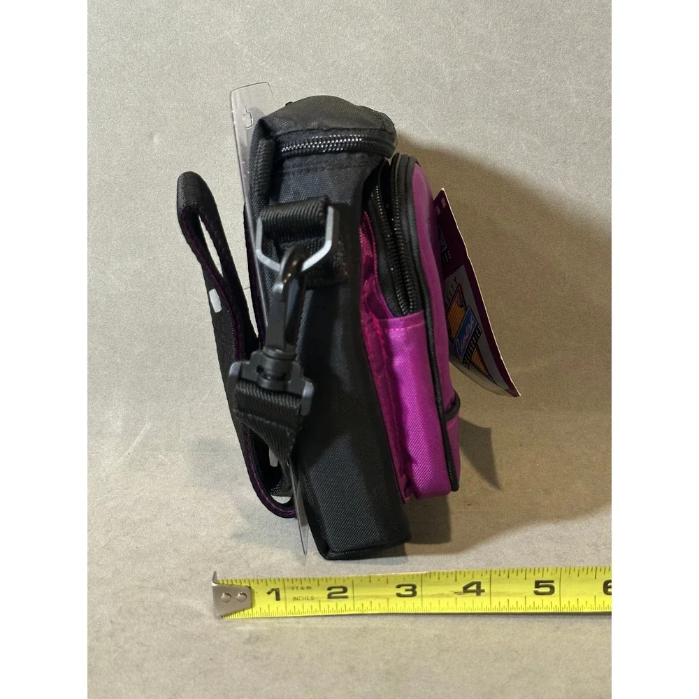 Vintage 90s Quality Camera Accessories Purple Black Nylon Small Camera Bag NWT